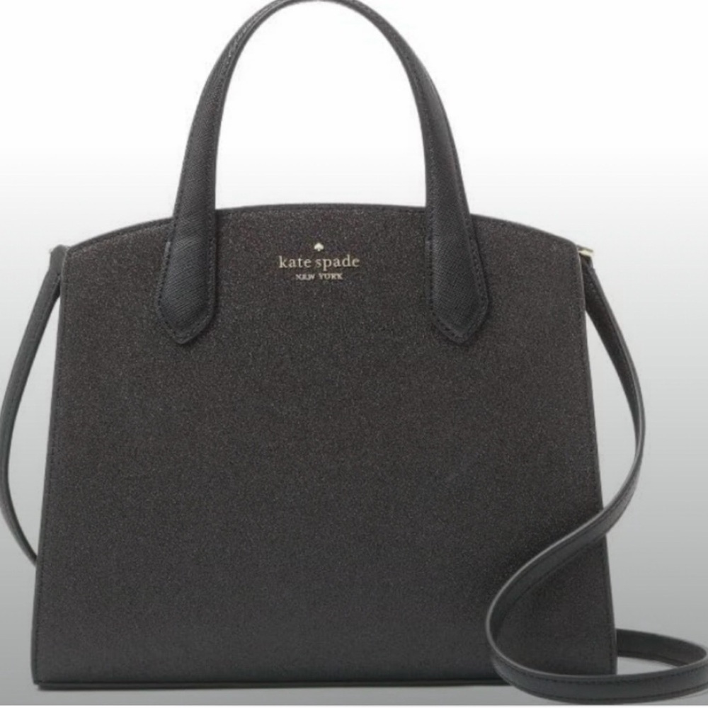NWT Kate Spade- Tinsel Glitter Satchel-Crossbody Bag (Black ♠️) Retail $329.00
